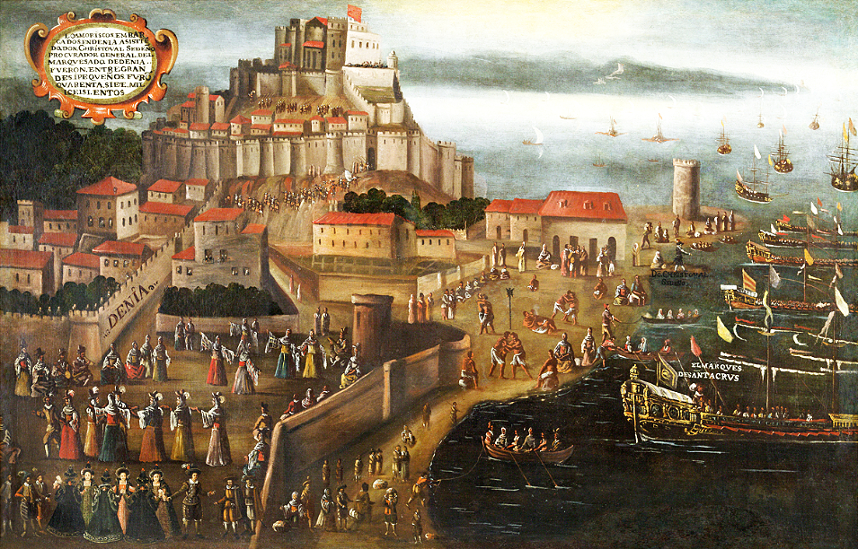 Painting, Expulsion of the Moriscos at the port of Dénia. Vincente Mostre (1613)