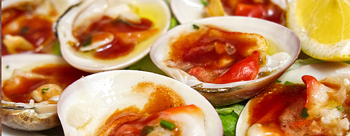 Malaga Spain. Conchas Finas
Large local clams in a spicy sauce at Marisqueria Pelayo, located in a neighborhood east of the city centre. Calle Pelayo 17