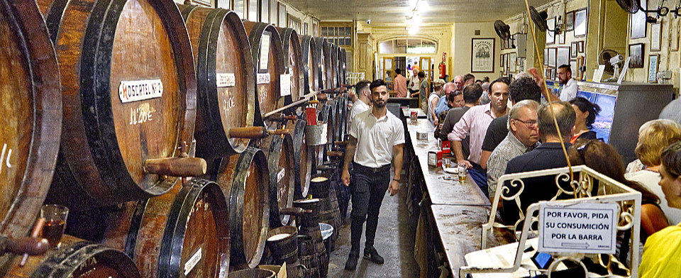 Antigua Casa de Guardia old style bars are almost a thing of the past but one holds on in Malaga where local wines are served from the barrel
