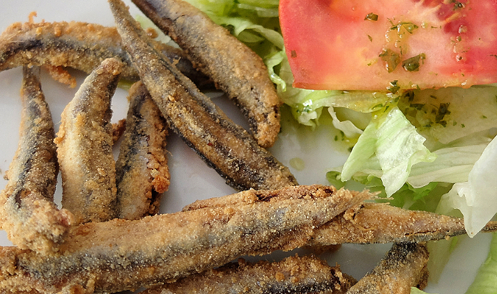 Sevilla Spain. A typical tapa of fried anchovies, simple and inexpensive
