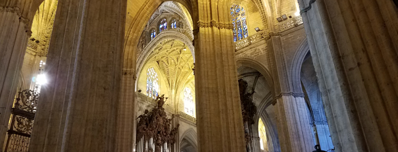 Sevilla Spain. Cathedral of Saint Mary of the See The world’s largest Gothic church was built on the Almohad Great Mosque of Seville