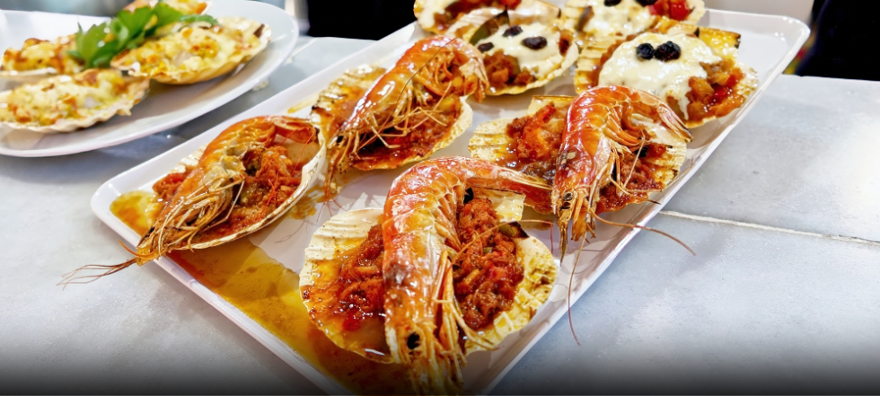 seafood tapas at the Mercado Victoria, Cordoba Spain