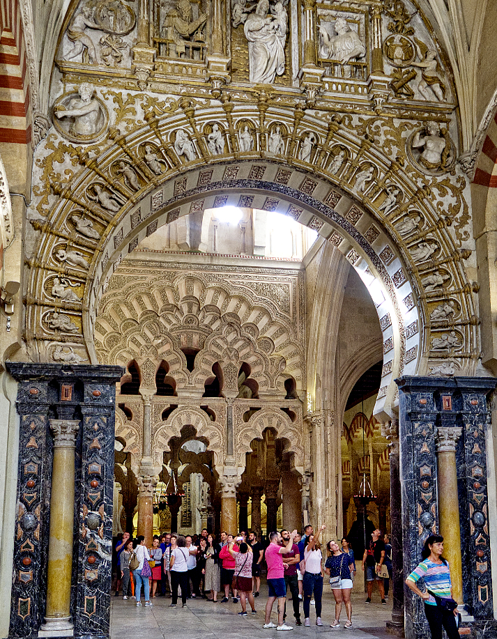 Mezquita Cordoba. A mix of Christian and Moorish styles reflect the changes over time as the Catholics replaced the Moors